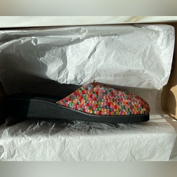 NIB Mystique Multi Colored Sequined Slide Sandals - Picture 9 of 11